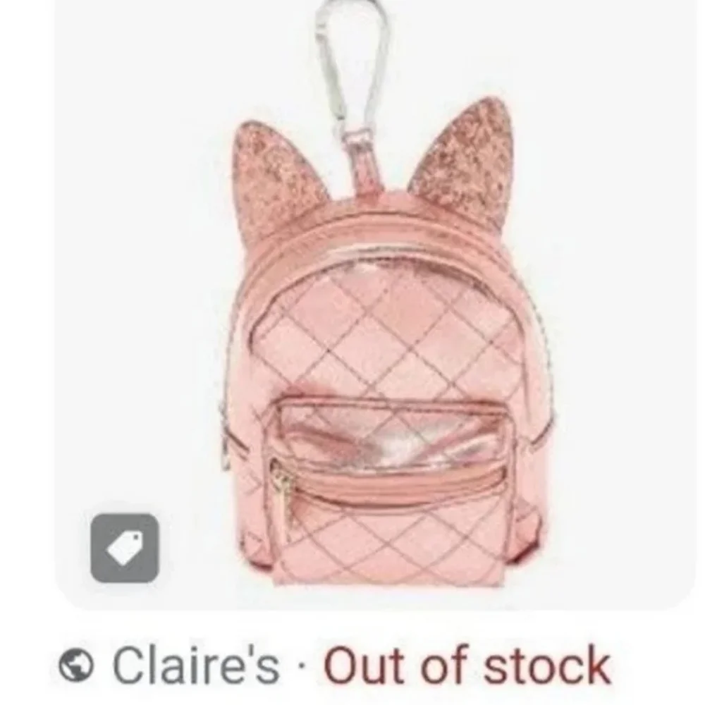 Kitty Cat Mini Backpack Carabiner Keychain Metallic Pink Bag Charm BNWT RETIRED